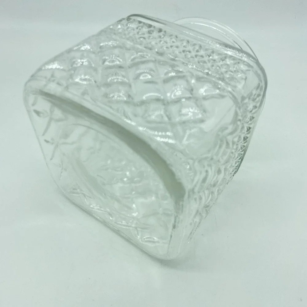 Anchor Hocking Wexford Clear Glass Apothecary Canister With Lid Diamond Pattern